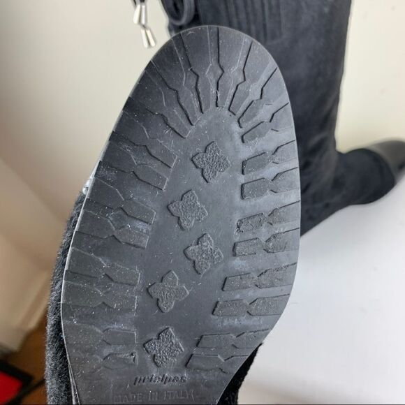Migliorini Black Calf-Hair Tall Wedge Boots Back-Lace Detail‎ - Picture 12 of 16